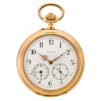 Heavy Swiss 14K pink gold pocket watch with alarm Circa 1890
