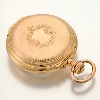 Heavy Swiss 14K pink gold pocket watch with alarm Circa 1890