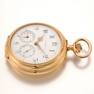 Heavy Swiss 14K pink gold pocket watch with alarm Circa 1890