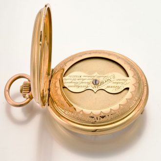 Heavy Swiss 14K pink gold pocket watch with alarm Circa 1890