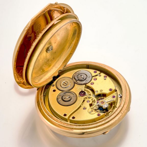 Heavy Swiss 14K pink gold pocket watch with alarm Circa 1890 Heavy Swiss 14K pink gold pocket watch with alarm Circa 1890