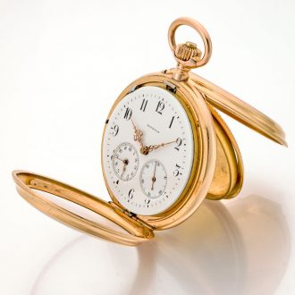 Heavy Swiss 14K pink gold pocket watch with alarm Circa 1890