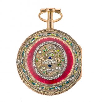 Attractive Swiss 18K multi-colour gold pocket watch Circa 1795