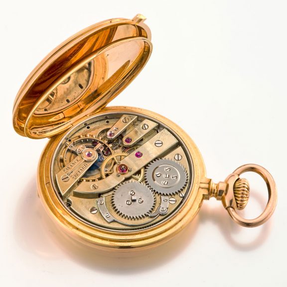 Solid Swiss watch with triple calendar and moon phases Circa 1880 Solid Swiss watch with triple calendar and moon phases Circa 1880