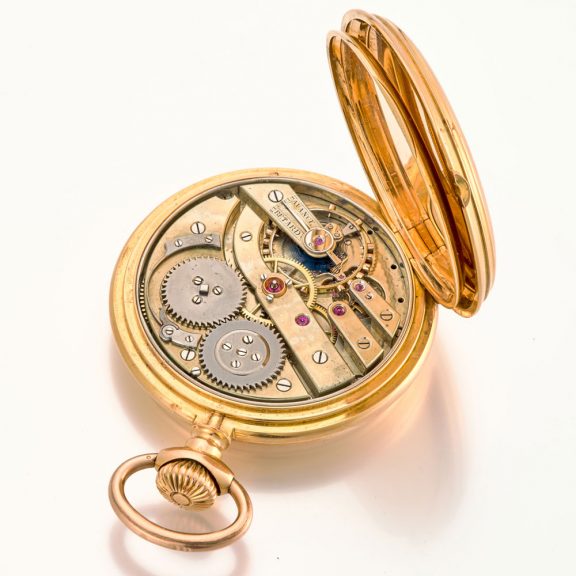 Solid Swiss watch with triple calendar and moon phases Circa 1880 Solid Swiss watch with triple calendar and moon phases Circa 1880