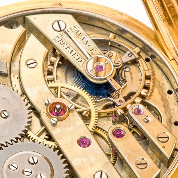 Solid Swiss watch with triple calendar and moon phases Circa 1880 Solid Swiss watch with triple calendar and moon phases Circa 1880