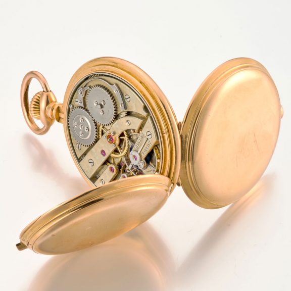 Solid Swiss watch with triple calendar and moon phases Circa 1880 Solid Swiss watch with triple calendar and moon phases Circa 1880