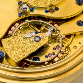 Heavy English gold half hunter watch with power reserve Circa 1896