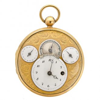 French calendar watch in a malachite stone case Circa 1810