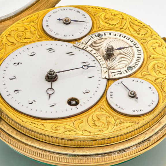 French calendar watch in a malachite stone case Circa 1810 French calendar watch in a malachite stone case Circa 1810