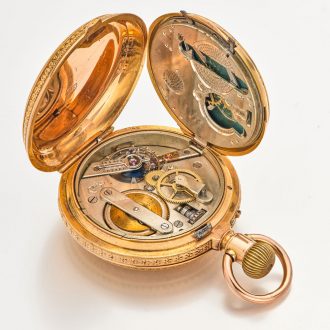 Heavy Swiss gold double dialed pocket watch Circa 1890