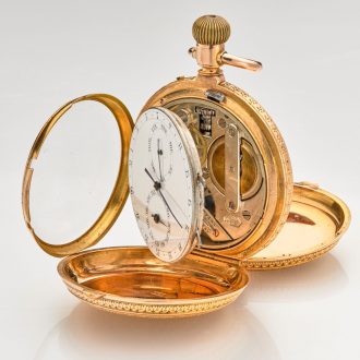 Heavy Swiss gold double dialed pocket watch Circa 1890
