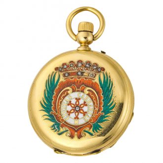 Rare Swiss gold and enamel stone set lever watch Circa 1861