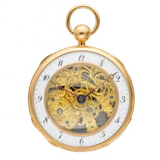 French gold skeletonized and enamel pocket watch Circa 1825