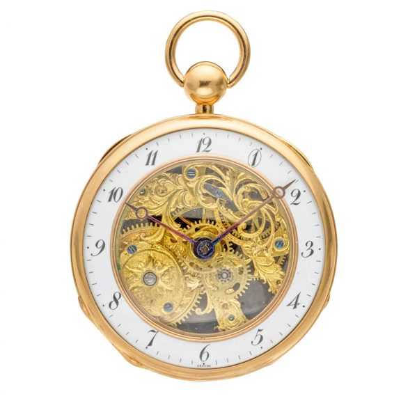 French gold skeletonized and enamel pocket watch Circa 1825 French gold skeletonized and enamel pocket watch Circa 1825