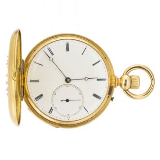 Rare Swiss gold and enamel stone set lever watch Circa 1861