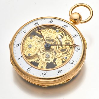 French gold skeletonized and enamel pocket watch Circa 1825