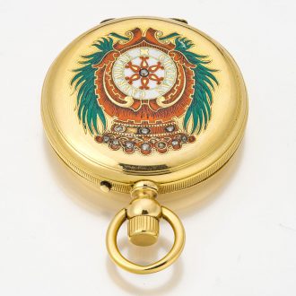 Rare Swiss gold and enamel stone set lever watch Circa 1861
