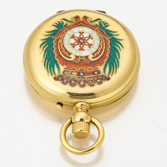 Rare Swiss gold and enamel stone set lever watch Circa 1861 Rare Swiss gold and enamel stone set lever watch Circa 1861