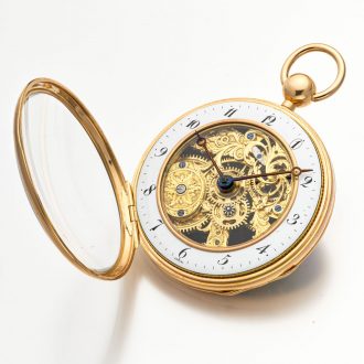 French gold skeletonized and enamel pocket watch Circa 1825