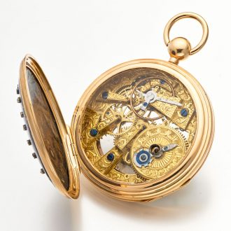 French gold skeletonized and enamel pocket watch Circa 1825