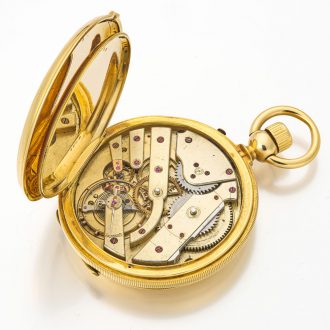 Rare Swiss gold and enamel stone set lever watch Circa 1861