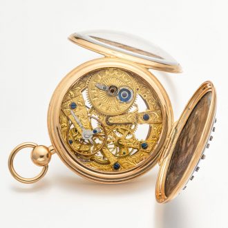 French gold skeletonized and enamel pocket watch Circa 1825