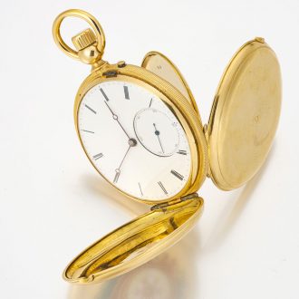 Rare Swiss gold and enamel stone set lever watch Circa 1861