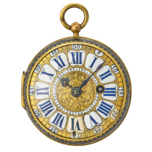 French oignon verge watch in leather-covered case Circa 1710
