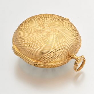 Fine French 18 carat gold key wind verge pocket watch Circa 1750