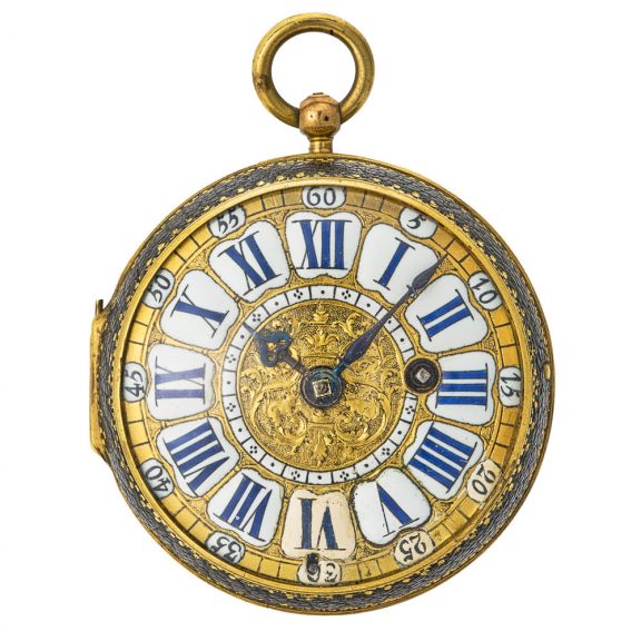 French oignon verge watch in leather-covered case Circa 1710 French oignon verge watch in leather-covered case Circa 1710