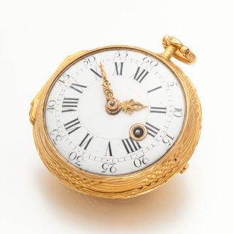 Fine French 18 carat gold key wind verge pocket watch Circa 1750