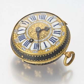 French oignon verge watch in leather-covered case Circa 1710