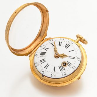 Fine French 18 carat gold key wind verge pocket watch Circa 1750