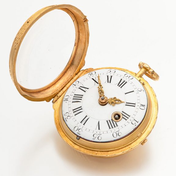 Fine French 18 carat gold key wind verge pocket watch Circa 1750 Fine French 18 carat gold key wind verge pocket watch Circa 1750