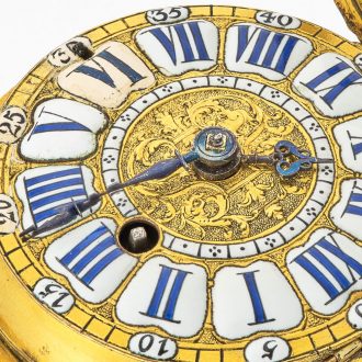 French oignon verge watch in leather-covered case Circa 1710