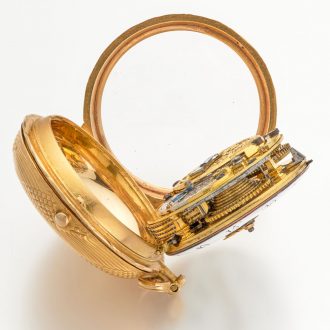 Fine French 18 carat gold key wind verge pocket watch Circa 1750