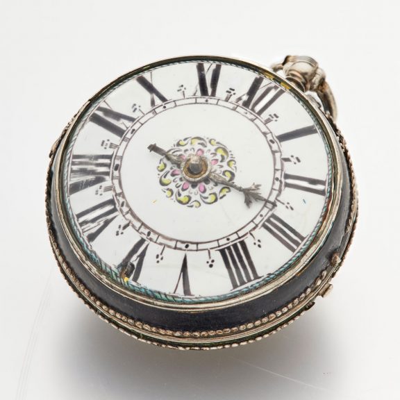 French black copper watch with central winding Circa 1685 French black copper watch with central winding Circa 1685