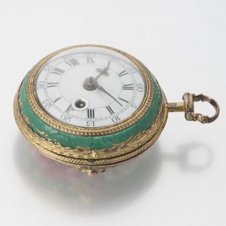 English gilt-brass verge with concealed erotic scene Circa 1780