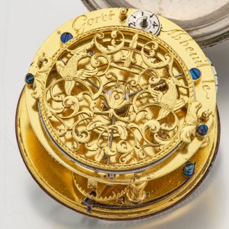 French black copper watch with central winding Circa 1685