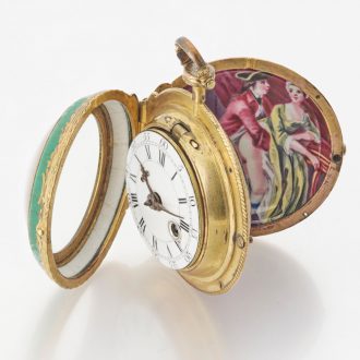 English gilt-brass verge with concealed erotic scene Circa 1780