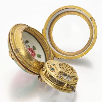 English gilt-brass verge with concealed erotic scene Circa 1780