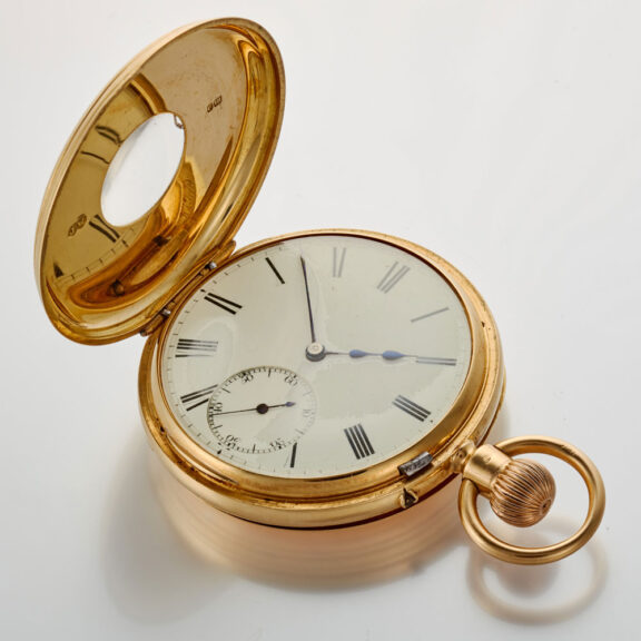 English lever in 18k gold half hunter case Circa 1868 English lever in 18k gold half hunter case Circa 1868