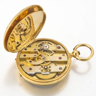 Swiss 18 carat gold and enamel watch with brooch Circa 1850