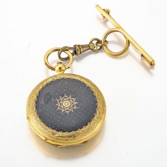 Swiss 18 carat gold and enamel watch with brooch Circa 1850