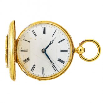 Swiss 18 carat gold and enamel watch with brooch Circa 1850
