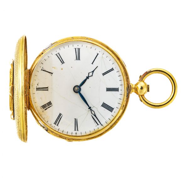 Swiss 18 carat gold and enamel watch with brooch Circa 1850 Swiss 18 carat gold and enamel watch with brooch Circa 1850