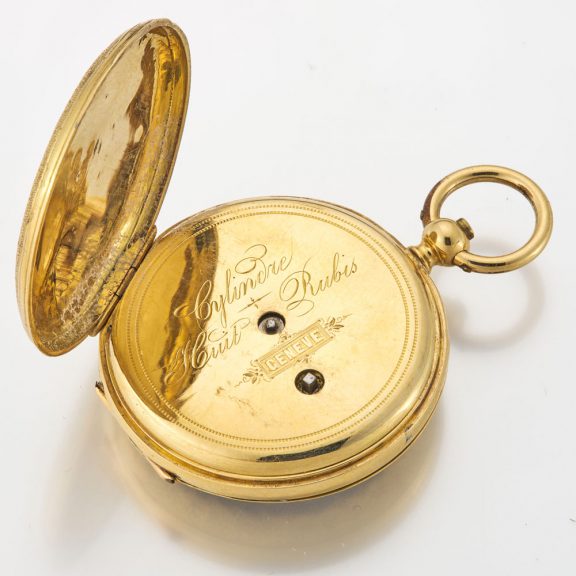 Swiss 18 carat gold and enamel watch with brooch Circa 1850 Swiss 18 carat gold and enamel watch with brooch Circa 1850