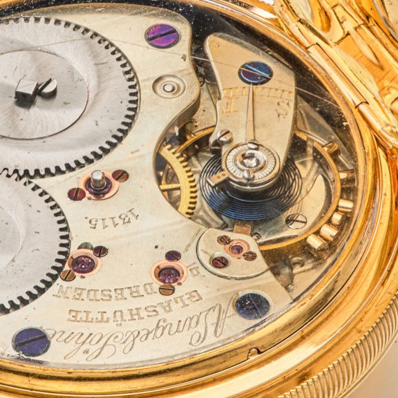 German gold lever with 30h power reserve indicator Circa 1880 German gold lever with 30h power reserve indicator Circa 1880