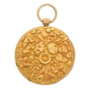 Charming French gold watch with high relief repoussé Circa 1835